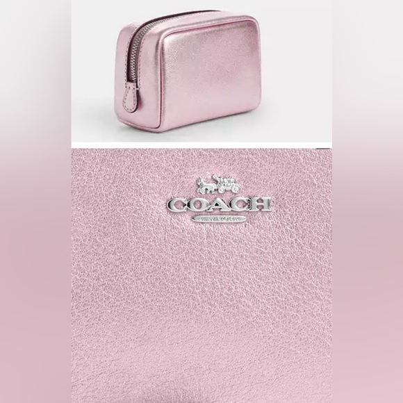 Coach Pouch Wristlet Silver Metallic Pink.  Sparkly - Picture 3 of 8
